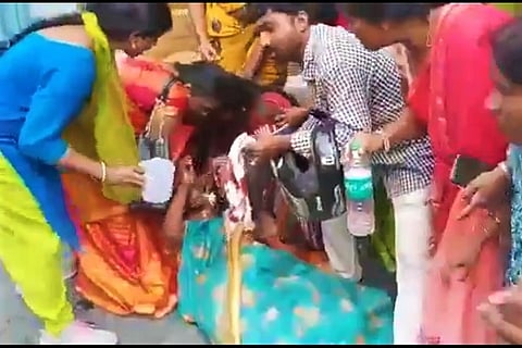 RTC employee badly injured after allegedly being hit by Hyd cop during protest