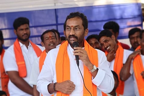 BJP leader Raghunandan Rao addressing a gathering