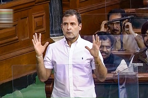 File photo of Wayand MP and Congress leader Rahul Gandhi in Parliament 