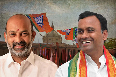 A collage of Bandi Sanjay and Komatireddy Rajagopal Reddy