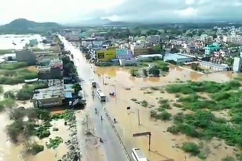 Drone shot of flooded Rajampet in Kadapa district, Andhra villages lose electricity, see loss of crop and property in heavy floods