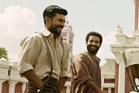 Actors Ram Charan and Jr NTR in RRR trailer 