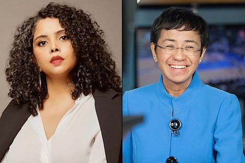 Collage of journalists Rana Ayyub and Maria Ressa