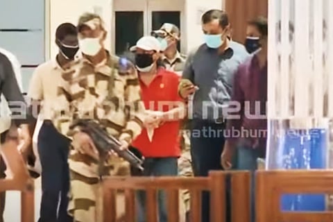 Ravi Pujari (in red) along with investigation officers