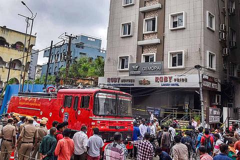 The hotel where the fire accident was reported on Monday