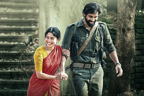 Rana Daggubati and Sai Pallavi on the poster of Virata Parvam 