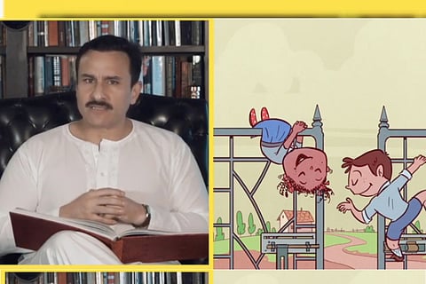 Saif Ali Khan reading book 