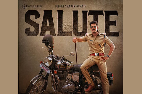 Actor Dulquer Salmaan is seen as a cop in the first look poster of 'Salute'.