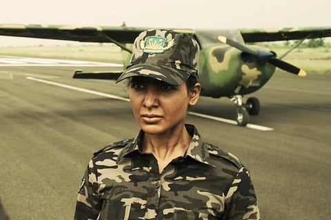 Samantha is seen as a rebel operative and an aircraft is seen in the backdrop.