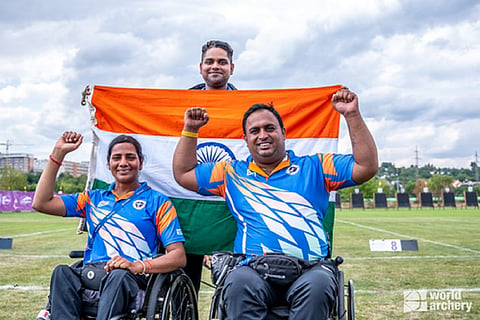 Sarita and Rakesh Kumar winning their first-ever gold medal