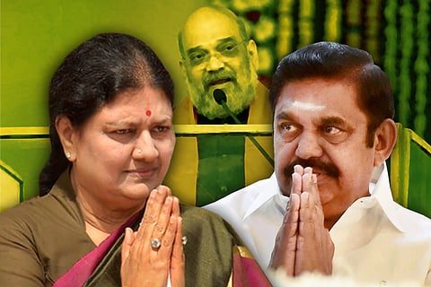 Collage of EPS, Sasikala and Amit Shah