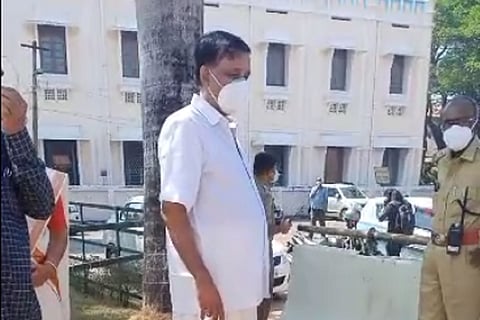 Santhivila Dinesan at the protest