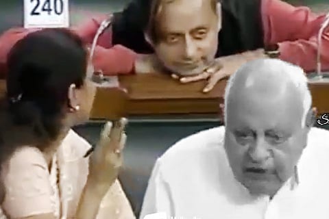 Shashi Tharoor and Supriya Sule in Parliament