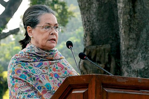 Congress chief Sonia Gandhi whose mother has passed away 