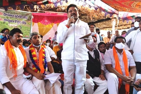 Soyam Bapurao addressing a gathering 