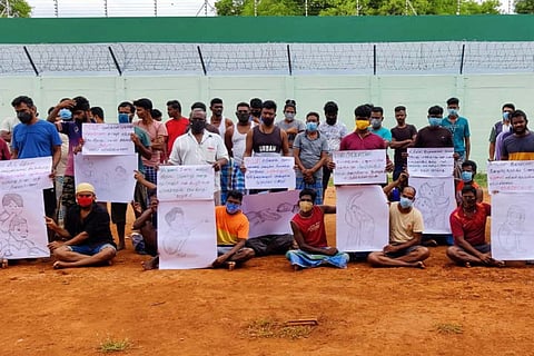 Sri Lankan Tamil refugees protest inside Trichy special camp