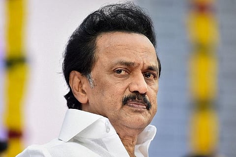 File image of MK Stalin wearing a white shirt