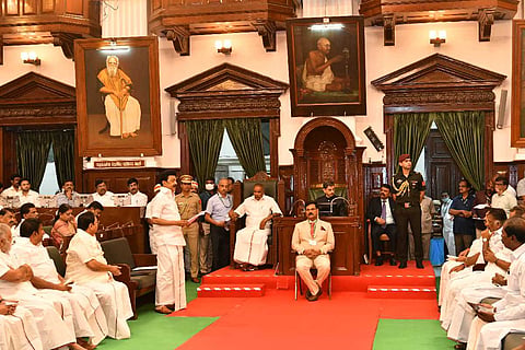 TN CM MK Stalin making a speech in Assembly in the presence of Governor RN Ravi