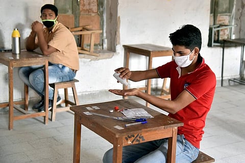 Students writing exam