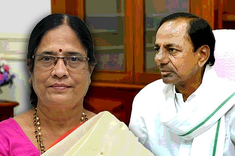 A collage of CM KCR and Vani Devi