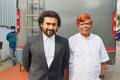 Suriya and retd. Judge K Chandru 