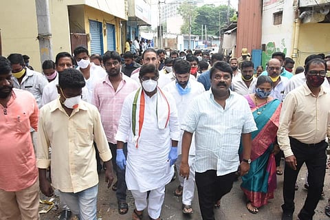 Minister Talasani Srinivas and CLP leader Bhatti Vikramarka visit the 2 BHK sites 