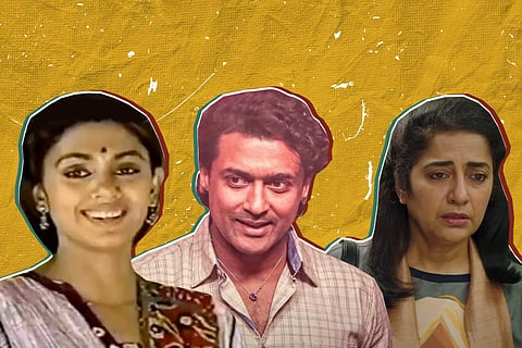 Collage of Shobhana, Suriya and Suhasini