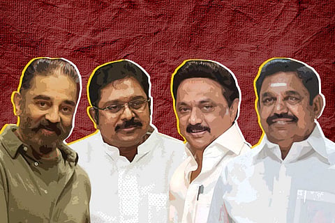 Edappadi Palaniswami, TTV Dhinakaran, MK Stalin and Kamal Haasan
