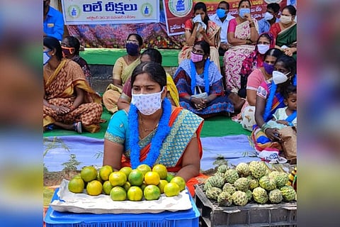 Teachers protest in Guntur in Andhra Pradesh 