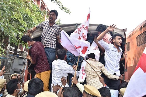 Students protest in Telangana
