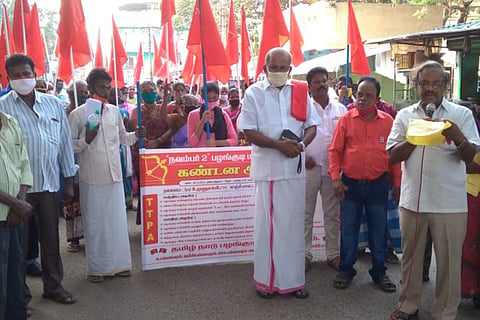 Members of Tribal People Association protesting in Pallavaram