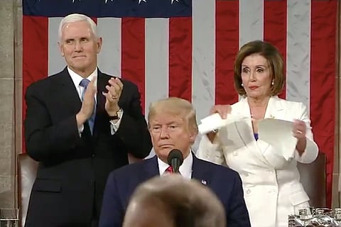 Watch: Speaker Nancy Pelosi rips copy of Trump’s State of the Union speech on stage