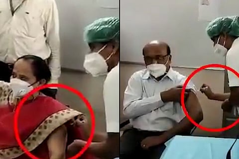 Photos of Tumakuru med officers taking vaccine goes viral with misleading caption