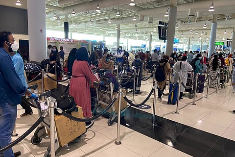 Passengers at the Dubai airport. 