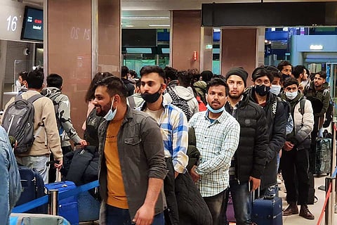 Indians entering the country after being stranded in Ukraine