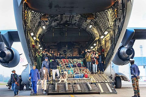  C-17 Globemaster aircraft of the Indian Air Force that landed at the Hindon air base in Ghaziabad
