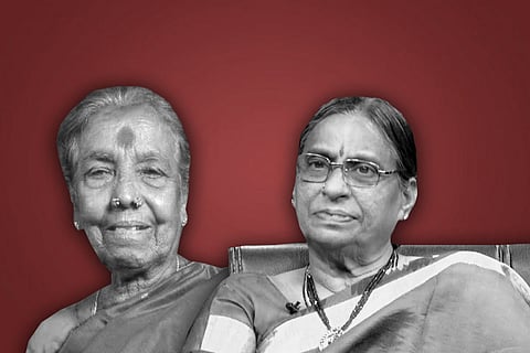 A collage of artists R Muthukannammal and Annabattula Lakshmi Mangatayaru