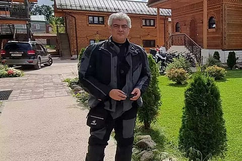 Ajith in a viral image from his road trip in Russia