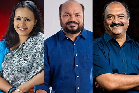 Collage of Veena George, P Rajeev and KN Balagopal