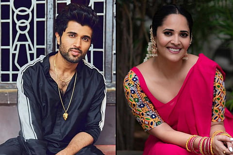 Vijay Devarakonda and Anasuya pictures in a collage