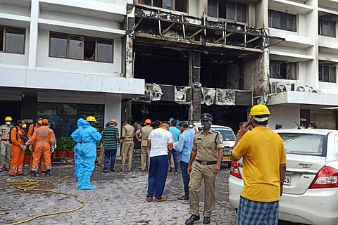 Fire accident at COVID Care Centre in Vijayawada 