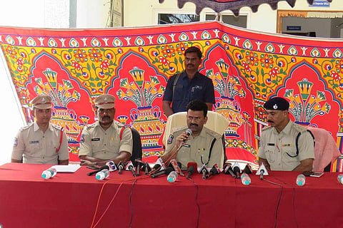 Vikarabad police announcing details of the arrest in the rape and murder case 