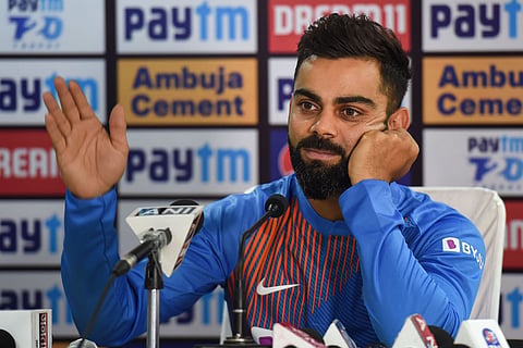 File photo of Virat Kohli addressing a press meet