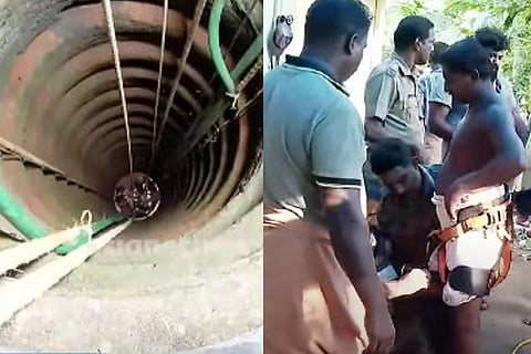 Well and rescue personnel trying to find Maharaja
