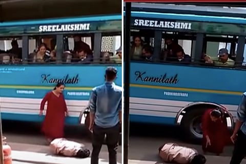 Screengrab from video: Kerala woman confronts, kicks man who harassed her on bus