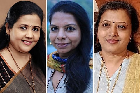 Lyricists Parvathy (L), Kutti Revathi (M) and Thamarai (R)