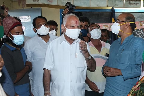 BS Yediyurappa during flood review along with other ministers and officials