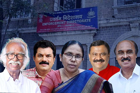 The petitioners in the case (from left to right) Ramachandran Kadannappally, M Mukesh, KK Shailaja, IB Satheesh and E Chandrasekharan.