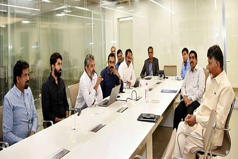   SS Rajamouli meets AP CM Naidu, presents designs for Amaravati