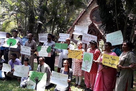 Activists protest plans to axe 180 trees in Bengaluru’s All Saints Church for metro